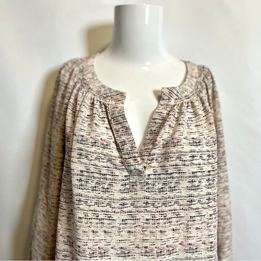 Gauzy Silk Spring Poetic Cynthia Rowley Beige Patterned Women's Top Size Small